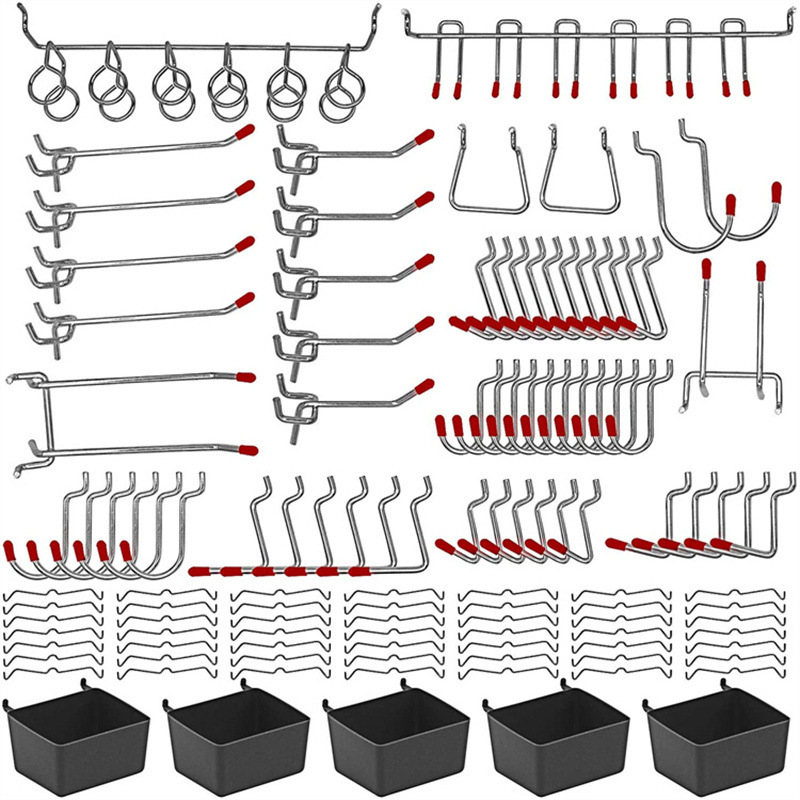Workshop Tools On Wall - 114個のペグボードフックセット、金属製ツールフック、ガレージや作業場のツールを壁板に整理するため