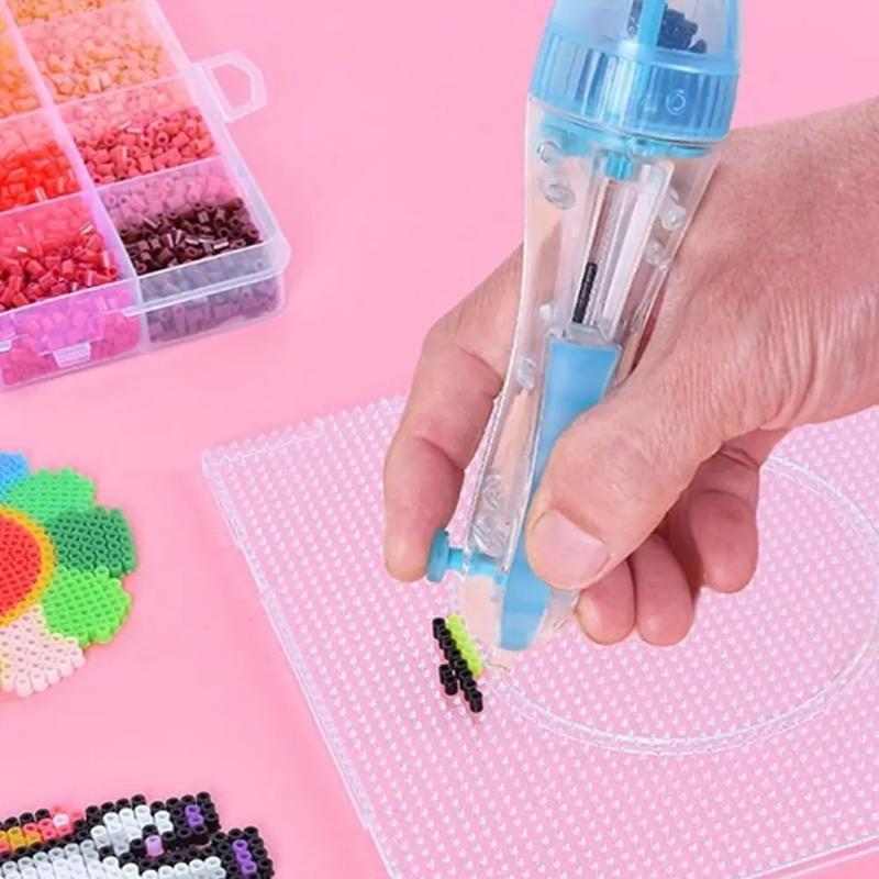 Tools Workshop For Kids - 自動プレスアップグレードビーズツールパーラービーズペンDIYツール子供用パズルビーズアートクラフト子供用パズルアクセサリー