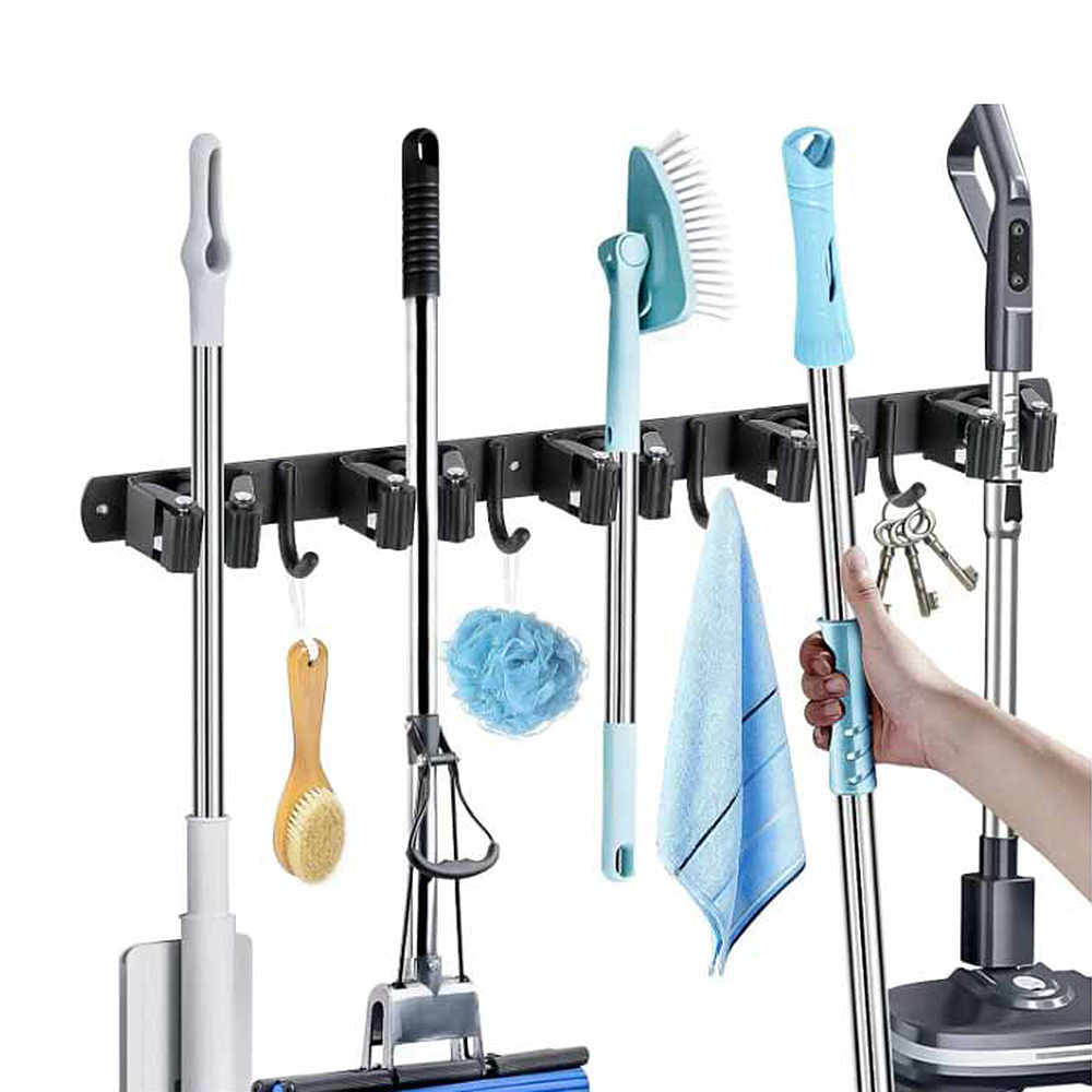 Workshop Tools On Wall - ステンレス製モップ＆ほうきホルダー壁掛け多機能収納ラック、浴室、キッチン、ガレージ、庭用ツールオーガナイザー