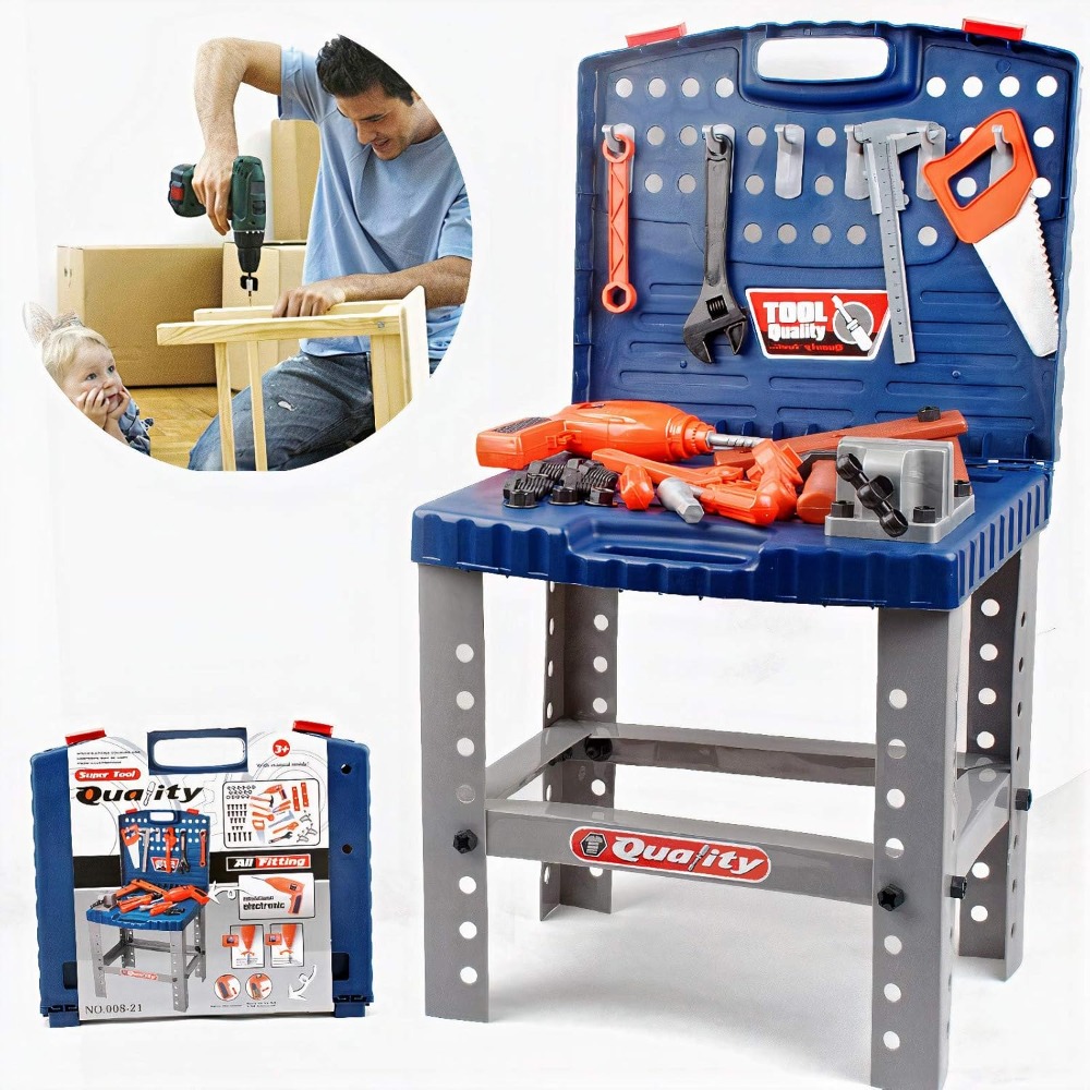 子供用おもちゃツールワークベンチ、リアルなツールと電動ドリル - Tools Workshop For Kids のレビューと価格