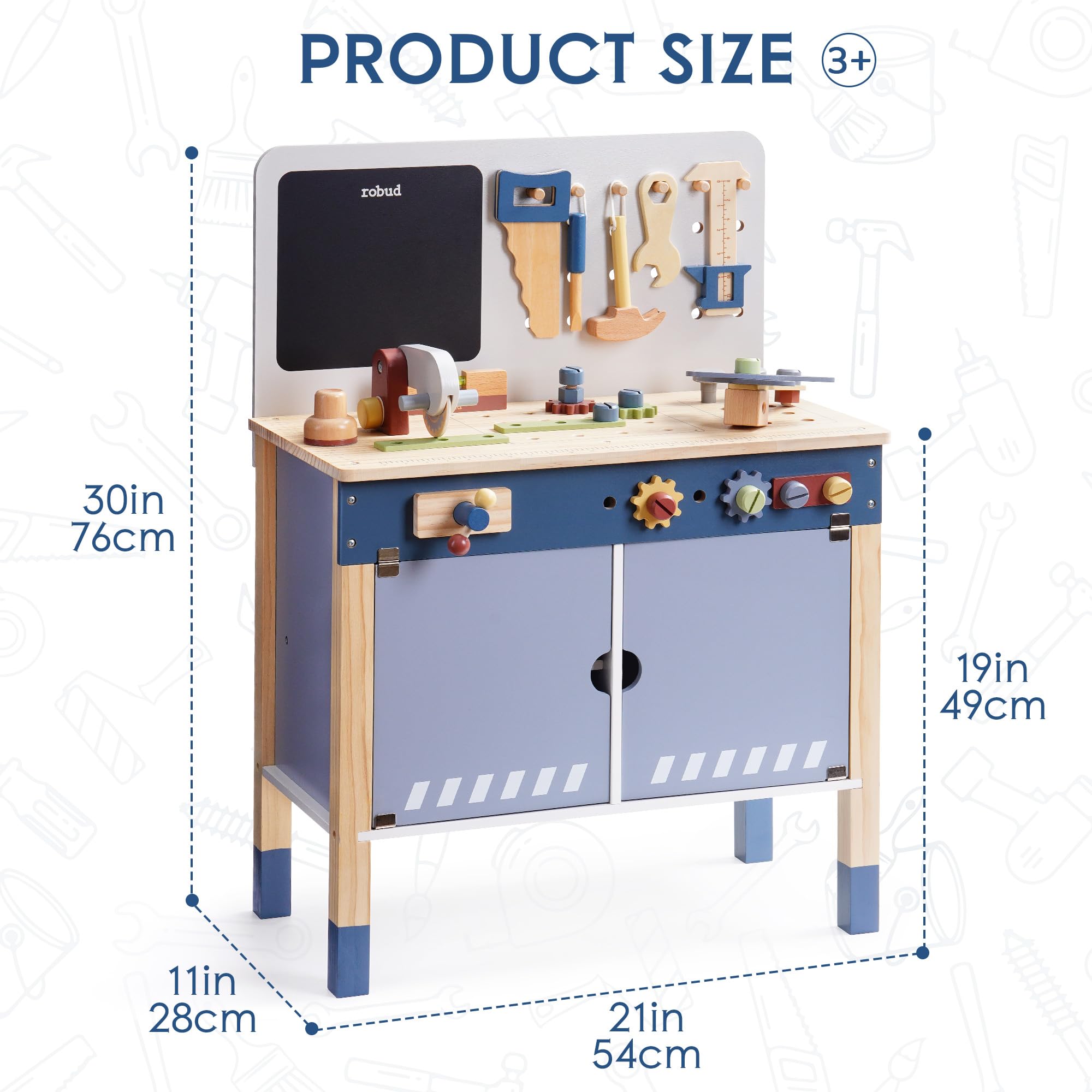 ROBUD 木製おもちゃワークベンチ ごっこ遊び クリエイテ - Tools Workshop For Kids のレビューと価格