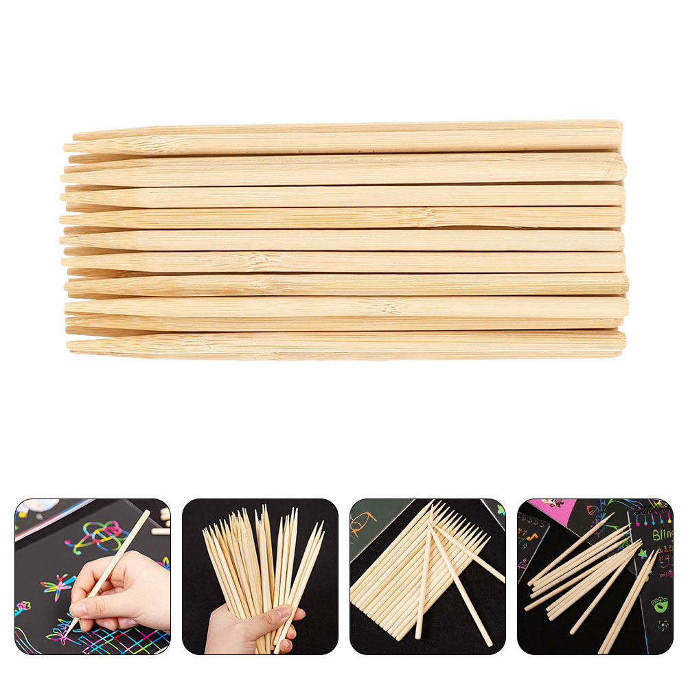 50 個木製描画スタイラススクラッチペーパー用竹クラフトステ - Tools Workshop For Kids のレビューと価格