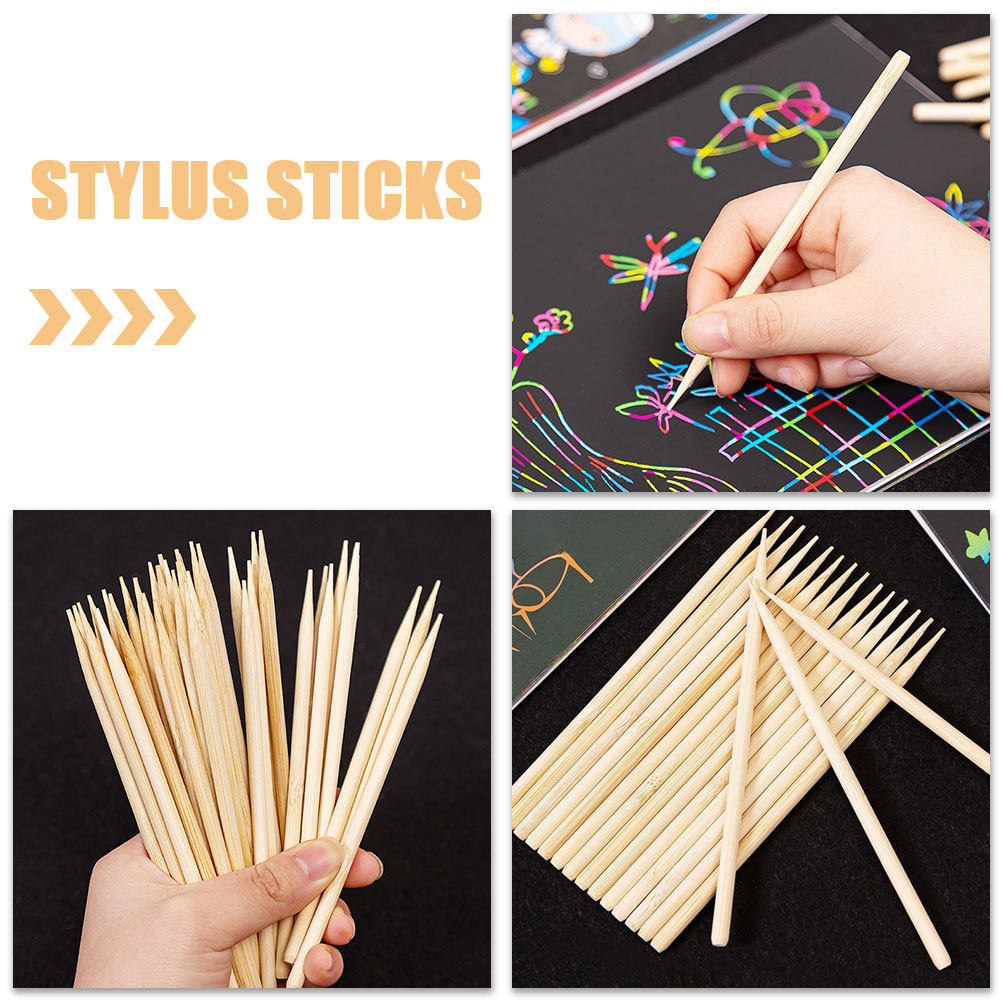 50 個木製描画スタイラススクラッチペーパー用竹クラフトステ - Tools Workshop For Kids のレビューと価格